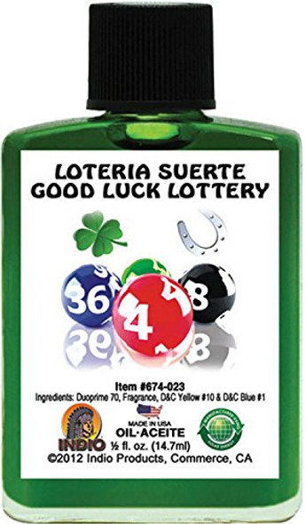 INDIO Oil- Good Luck Lottery LOTERIA/SUERTE 1/2oz