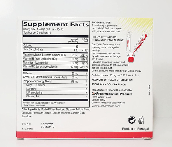 Neurobion Energy Liquid Dietary Supplement 10 vials x 150 ml