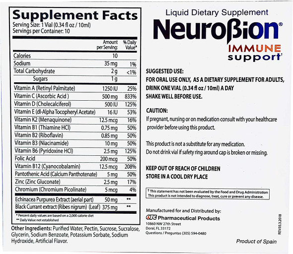 Neurobion Immune Support with Echinacea & Zinc 10 vials x 10 ml