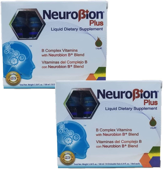 Neurobion Plus Liquid Dietary Supplement B Complex Vitamins with Neurobion B+ Blend 2 Pack of 10 Vials
