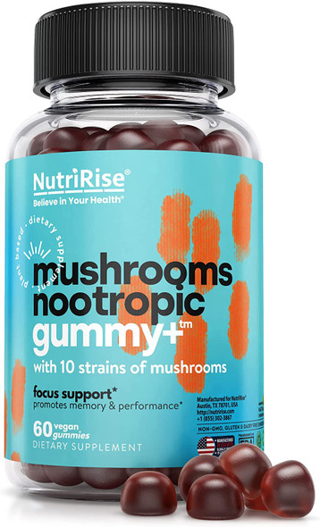 Ultra-Powerful Mushroom Gummies: 2,500 mg Concentrated Blend. Superior Nootropic & Mood Support, Immunity & Metabolism Booster. 10 Mushrooms Including Lions Mane, Turkey Tail, Reishi & More