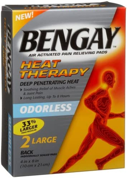 Bengay Heat Therapy, Odorless, Back, Large Size, 2-Count Packages (Pack of 2)