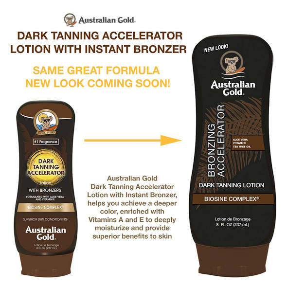 Australian Gold Dark Tanning Accelerator Lotion With Bronzer, 8 Ounce, New Package Same Formula, B003GX5SSC