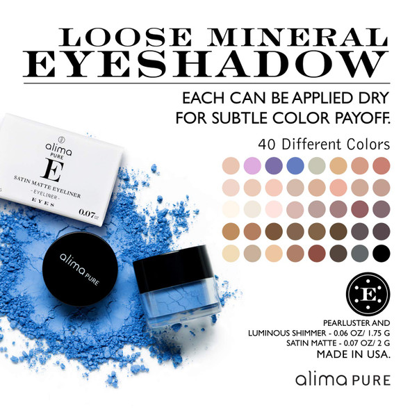 Alima Pure Loose Mineral Eyeshadow, Mauve Eyeshadow, Mineral Makeup, Womens Eye Makeup, Satin Matte Eye Shadow, Natural Eyeshadow, Vegan Eyeshadow Makeup with Single Eyeshadow Case (Bamble) .07 oz/ 2g