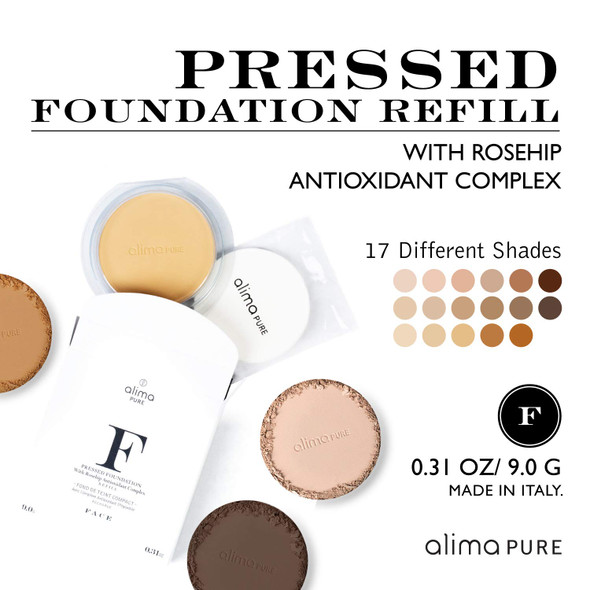 Alima Pure Pressed Foundation with Rosehip Antioxidant Complex Refill - Pressed Powder- Mineral Powder Foundation | Ginger
