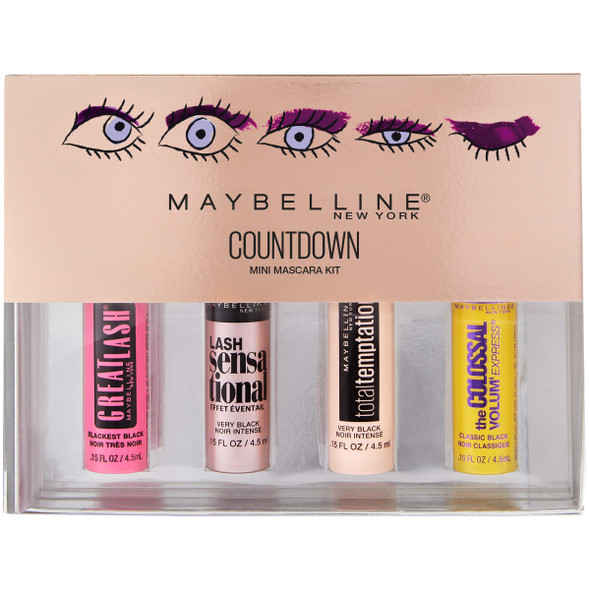 Maybelline New York Makeup Countdown Holiday Mini Mascara Kit, Black