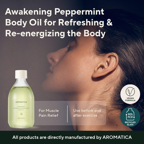 AROMATICA Awakening Body Oil Peppermint & Eucalyptus - 100ML / 3.38 fl. oz. - Aromatherapy Massage Oil