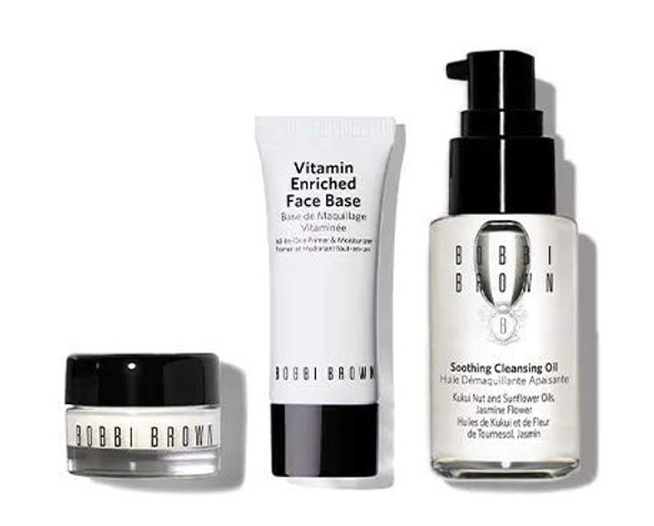 Bobbi Brown The Hydration Heroes Set with Soothing Cleansing Oil 1 fl oz, Hydrating Eye Cream 0.1 fl oz & Vitamin Enriched Face Base 0.5 oz