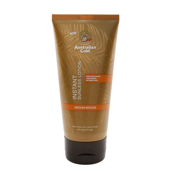 Australian Gold Instant Sunless Tanning Lotion, 6 Ounce | Rich Bronze Color with Fade Defy Technology | Energizes & Softens Skin | New Packaging Same Formula