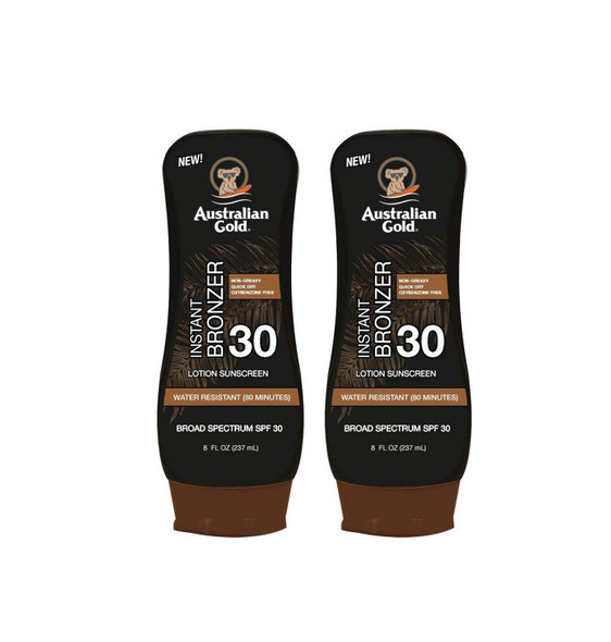 Australian Gold Spf 30 Broad Spectrum Moisture Max Sunscreen Lotion with Kona Bronzers, 8 Ounce (Pack of 2) (2 Pack, Spf 30)