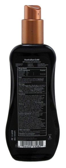 Australian Gold Spf#30 Spray Gel With Bronzer 8 Ounce (237ml) (6 Pack)