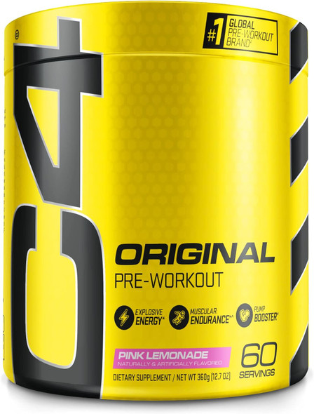 C4 Original Pre Workout Powder Pink Lemonade Sugar Free Preworkout Energy for Men & Women 150mg Caffeine + Beta Alanine + Creatine - 60 Servings