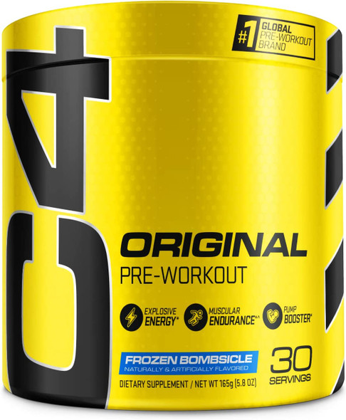 C4 Original Pre Workout Powder Frozen Bombsicle Sugar Free Preworkout Energy for Men & Women 150mg Caffeine + Beta Alanine + Creatine - 30 Servings