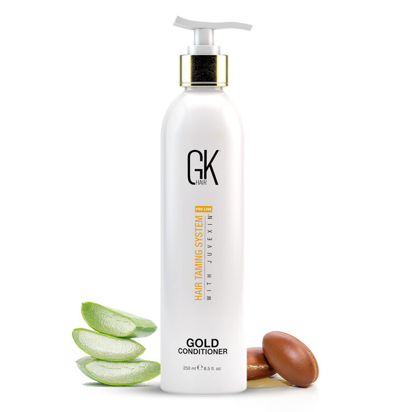 GK HAIR Global Keratin Gold Conditioner (8.5 Fl Oz/250ml) Hair Moisturizing Shine and Protection With Argan Oil, Shea Butter, Natural Oils All Hair Types