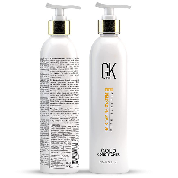 GK HAIR Global Keratin Gold Conditioner (8.5 Fl Oz/250ml) Hair Moisturizing Shine and Protection With Argan Oil, Shea Butter, Natural Oils All Hair Types