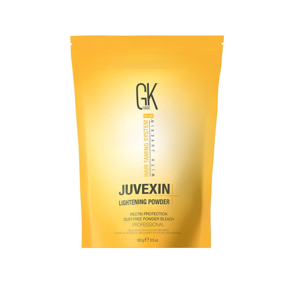 GK HAIR Global Keratin Juvexin Lightening Powder +9 Levels of Lift (3.5 Fl Oz/100g) Pectin Protection Dust Free Powder Bleach Fast Acting Blue Base Prevents Loss of Moisture Provide Ideal Viscosity