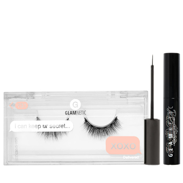 Glamnetic XOXO Magnetic Eyelashes with Black Liquid Eyeliner | 60 Wears Reusable Faux Mink Lashes with Waterproof All-Day Hold Liner