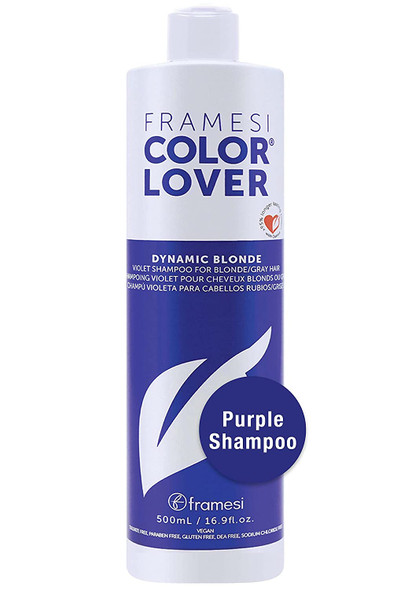 Framesi Color Lover Dynamic Blonde Purple Shampoo, Sulfate Free Shampoo, Color Treated Hair