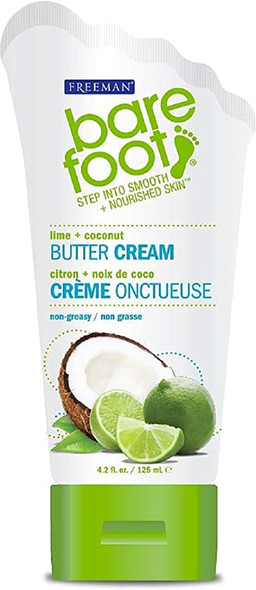 Freeman Bare Foot Butter Cream, Lime + Coconut 4.20 oz (Pack of 4)