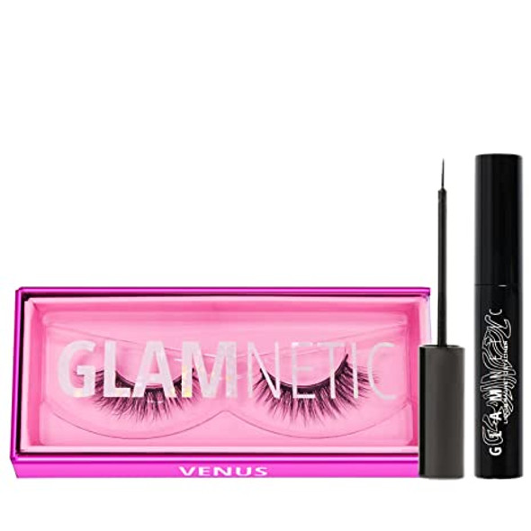 Glamnetic Magnetic Eyelashes with Magnetic Eyeliner - Venus & Babygirl | Short, Reusable Faux Mink Lashes | Black Waterproof Liquid Liner