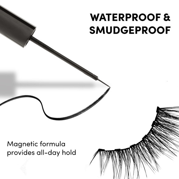 Glamnetic Magnetic Eyelashes with Black Waterproof Magnetic Liquid Eyeliner - Venus, Verified, & VIP | Reusable Faux Mink Lashes | All-Day Hold