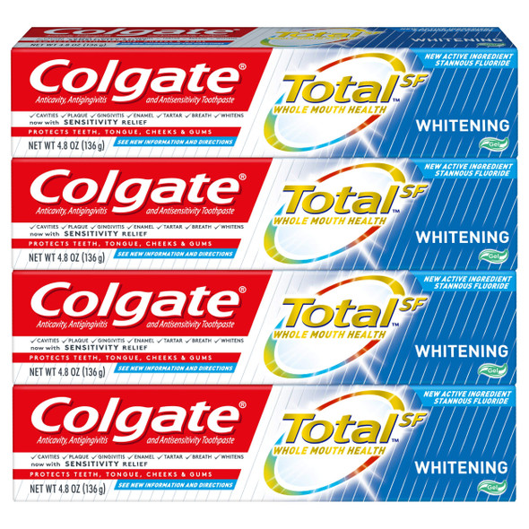 Colgate Total Whitening Toothpaste Gel - 4.8 ounce (4 Pack)