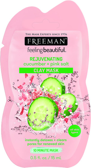 Freeman Facial Cucumber + Pink Salt Clay Mask Pack, Pack of 6