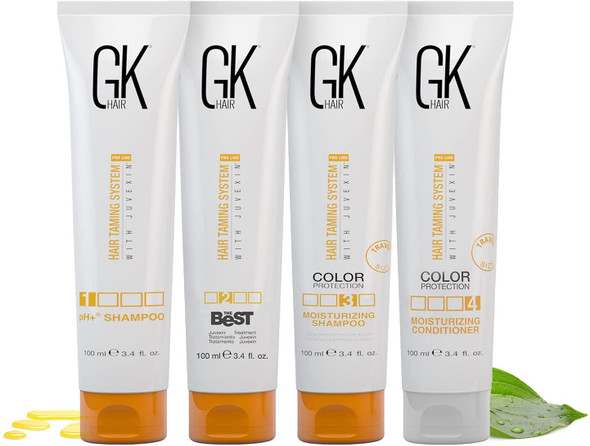 GK HAIR Global Keratin The Best Consumer Box Kit (3.4 Fl Oz/100ml) Smoothing Keratin Treatment Professional Brazilian Complex Blowout Straightening For Silky Smooth & Frizzy Hair - Formaldehyde Free