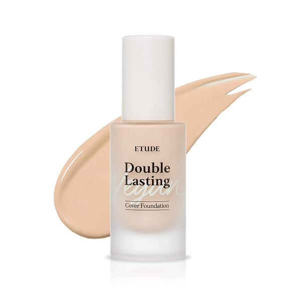 ETUDE New Double Lasting Vegan Cover Foundation (Sand) SPF32/ PA++ 30g (1.05 oz) | Full Coverage Weightless Foundation | 24-Hours Lasting Double Cover with vegan ingredients | Makeup Base