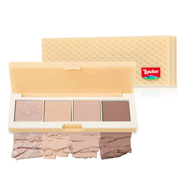 Etude X Loacker Makeup Collection P.C.E.Mini 01 Vanilla | Sweet & Buildable Shade | Neutral Palette For Everyday Use | 4 Colors | Lovely Mood Eyeshadow Palette | Creamy Moist, Smooth& Soft Texture