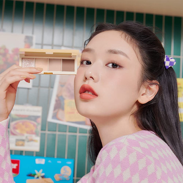 Etude X Loacker Makeup Collection P.C.E.Mini 01 Vanilla | Sweet & Buildable Shade | Neutral Palette For Everyday Use | 4 Colors | Lovely Mood Eyeshadow Palette | Creamy Moist, Smooth& Soft Texture