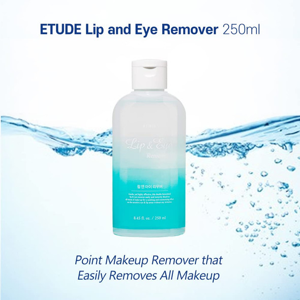 ETUDE Lip&Eye Remover 8.45 fl.oz (250ml) 21AD | Water and Oil Formula for Deep Cleansing | Lip and Eye Makeup Remover for All Skin Types | Gentle Face Cleanser for Sensitive Skin | Kbeauty