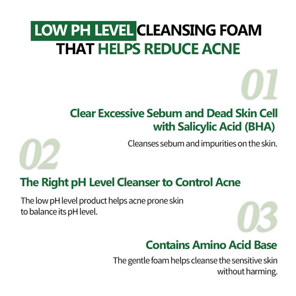 ETUDE AC Clean Up Daily Cleansing Foam 5.1 fl.oz (150 ml) | PH Balancing Amino Acid Base Gentle Foaming Cleanser with Acne Pron Skin Treatment Effect | Korean Skin Care Face Cleanser Wash | Kbeauty