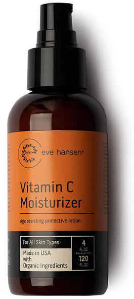 Eve Hansen Natural Vitamin C Face Moisturizer | 4oz Anti Aging Moisturizer with Vitamin B, Green Tea, Jojoba Oil | Anti Wrinkle Face Cream for Dark Spots, Improved Elasticity, Fine Lines, Firmer Skin