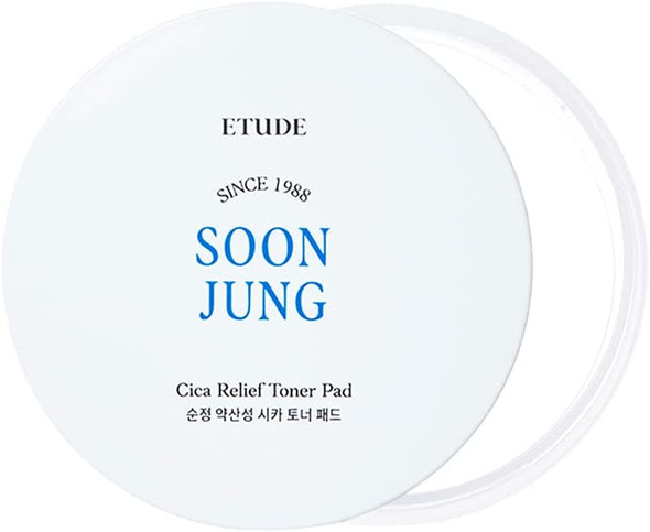 ETUDE HOUSE SoonJung CICA Toner Pad 70pcs (130ml) | Korean Sensitive Irritated Facial Skin Focused Relief Soothing and Hydrating Care for All Skin Type Cotton Pads | Makeup Retouch Pads