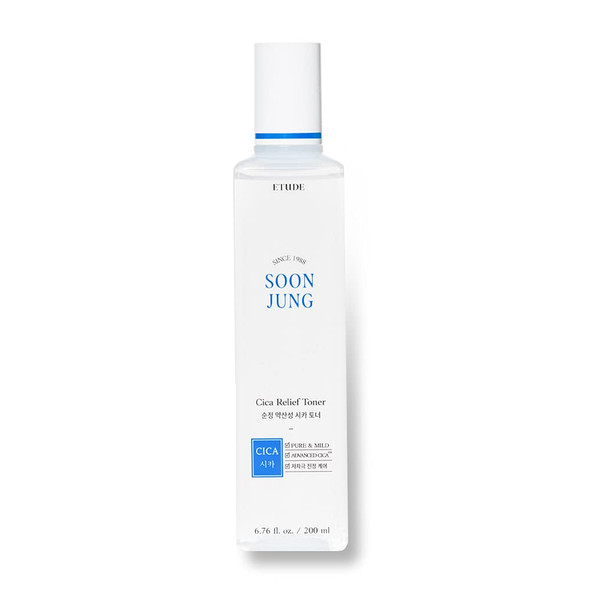 Etude SoonJung CICA Relief Toner 200ml | Focused Relief Soothing and Hydrating Care for All Skin Type | Skin Barrier and Moisturizing Effect | K-Beauty