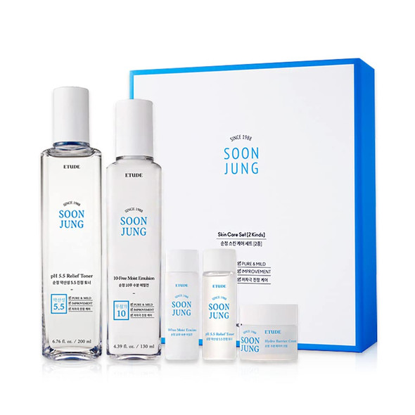 Etude Soonjung Skin Care Set [ 2 Kinds ] ph 5.5 Relief Toner / 10-Free Moist Emulsion / Hydro Barrier Cream