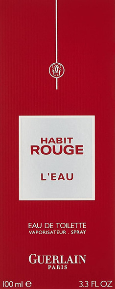 Guerlain Habit Rouge L'eau Eau de Toilette Spray for Women, 3.3 Ounce