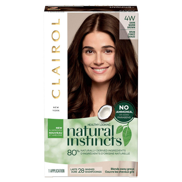 Clairol Natural Instincts Semi-Permanent, 4W Dark Warm Brown, Roasted Chestnut, 1 Count