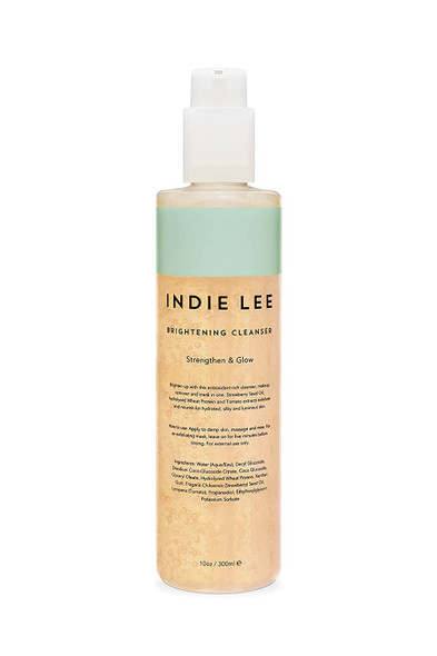 Indie Lee Brightening Cleanser - Exfoliating Gel Face Wash + Makeup Remover with Vitamin C + Antioxidants to Help Visibly Brighten, Firm + Protect Skin (10oz / 300ml)