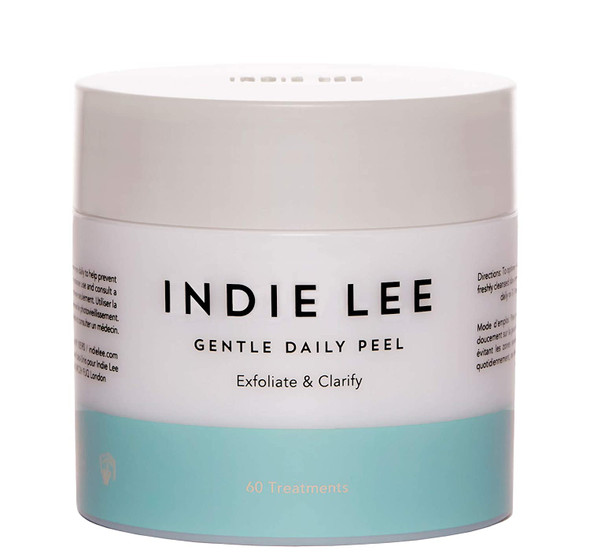 Indie Lee Gentle Daily Peel - Clearing Facial Pads with Exfoliating Alpha Hydroxy Acid for Blemish-Prone Skin - 99% Natural Ingredient Treatment Wipes (60 Pads)