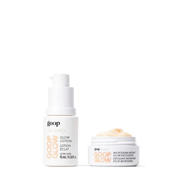 goop GOOPGLOW Glowing Skin Duo - Travel-Sized 2-Step Skincare Routine for Glowing Skin - Facial Exfoliator & Moisturizer