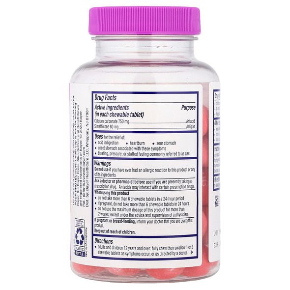 Alka-Seltzer, Heartburn + Gas Reliefchews, Tropical Punch, 60 Chewable Tablets
