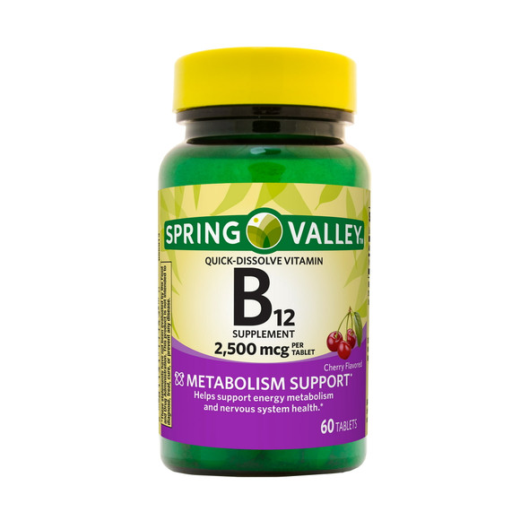 Spring Valley - Vitamin B-12 2500 mcg, Sublingual, 60 Microlozenges