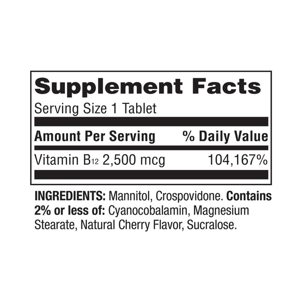 Spring Valley - Vitamin B-12 2500 mcg, Sublingual, 60 Microlozenges