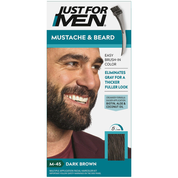 JUST FOR MEN Color Gel Mustache & Beard M-45, Dark Brown