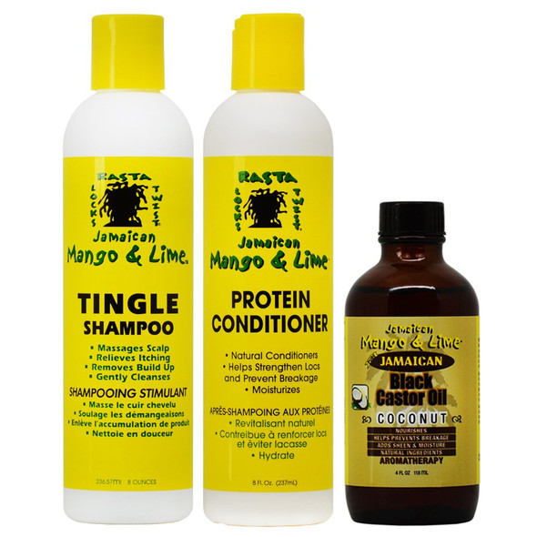 Jamaican Mango & Lime Shampoo + Conditioner 8 oz + Black Castor Oil Coconut"Set"