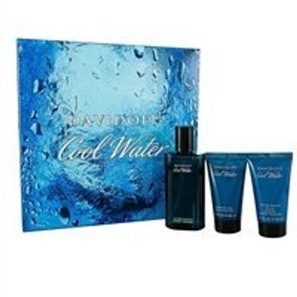 Cool Water by Davidoff for Men 3 Piece Set Includes: 4.2 oz Eau de Toilette Spray + 2.5 oz After Shave Balm + 2.5 oz Shower Gel