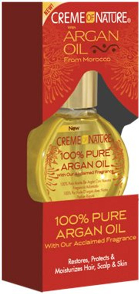 Creme of Nature 100% Pure Argan Oil From Morocco, Restores, Protects and Moisturizes Hair, Scalp & Skin, 1 Fl Oz