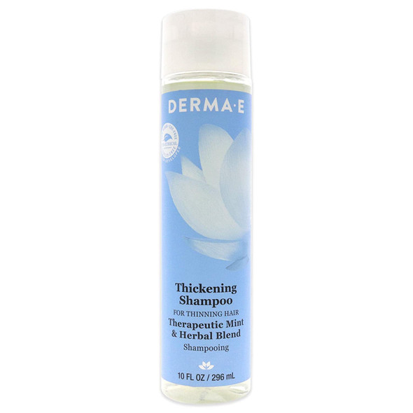 DERMA E Thickening Shampoo for Thinning Hair  Natural Hair Growth Shampoo  Sulfate Free Therapeutic Mint and Herbal Volumizing Shampoo, 10 oz